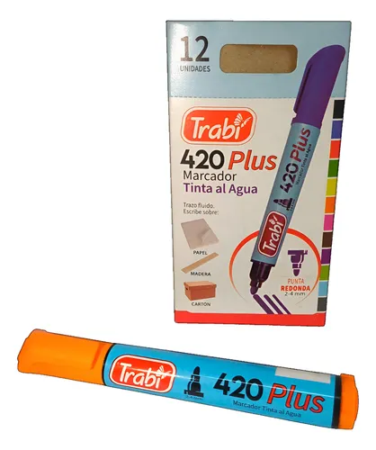Marcador trabi 420 plus tinta al agua trazo 4-6mm naranja