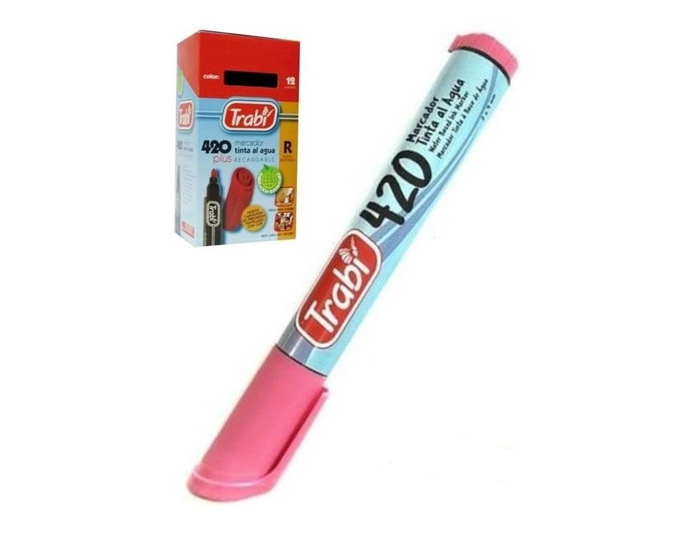 Marcador trabi 420 plus tinta al agua trazo 4-6mm rosa