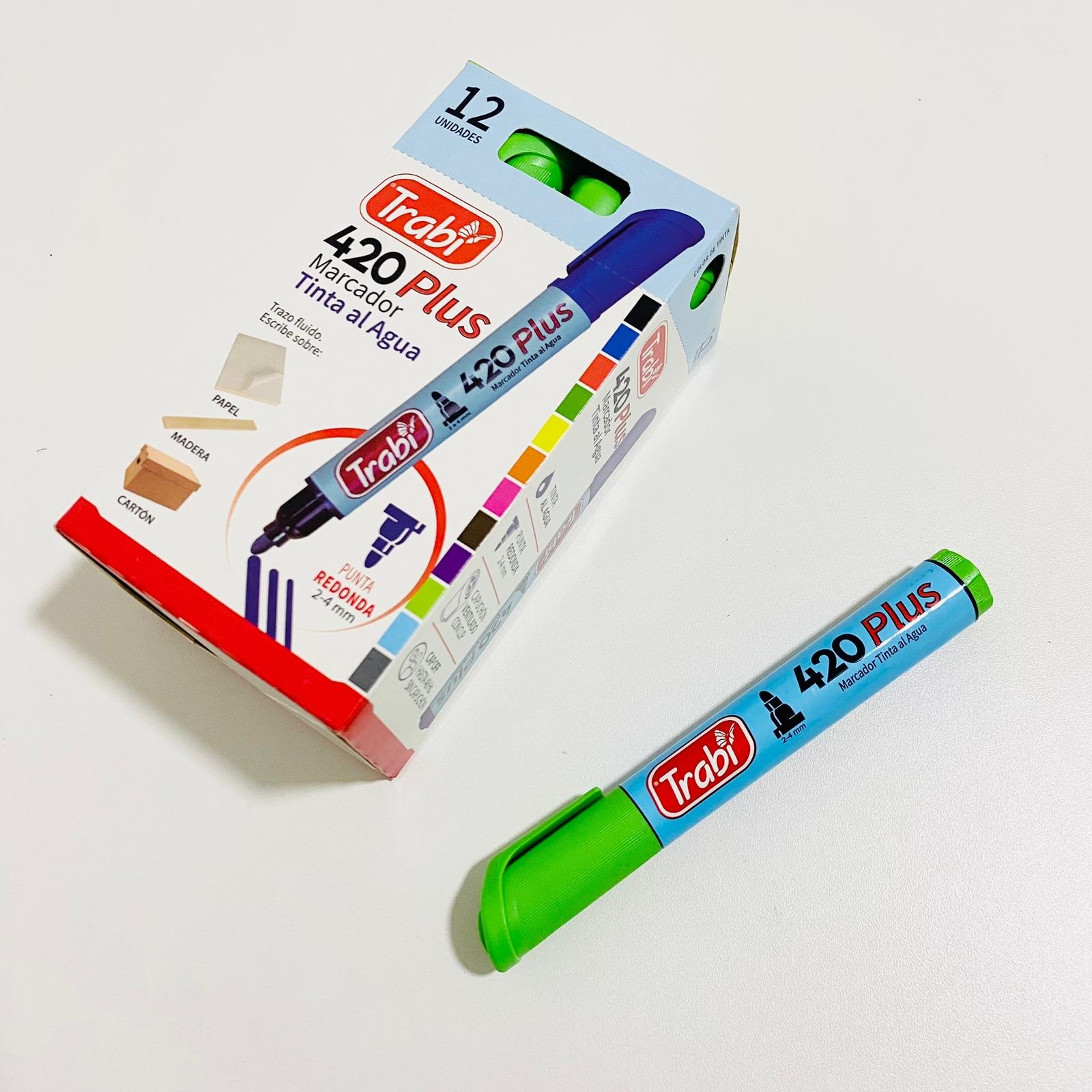 Marcador trabi 420 plus tinta al agua trazo 4-6mm verde claro