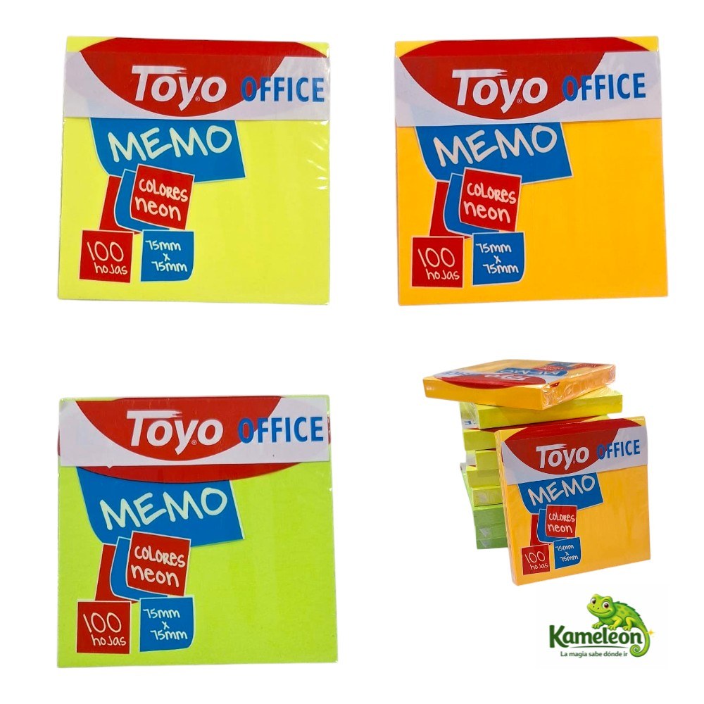 NOTAS ADHESIVAS COLORES NEON 75MMX75MM X100 HOJAS