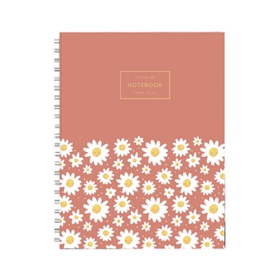 Cuaderno rayado notebook 18 x 25 tapa rosa con flores