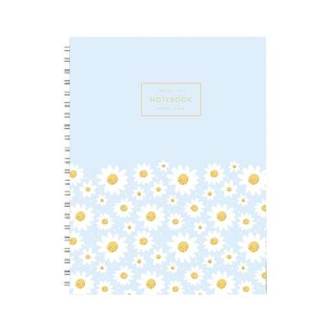 Cuaderno rayado notebook 18 x 25 tapa cesleste con flores