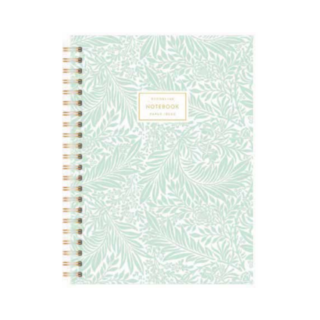 Cuaderno 29,7 espiralado verde hojas pastel 