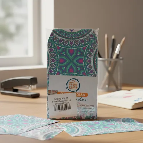 Sobre bolsa estampados 120 x 190mm  90g.