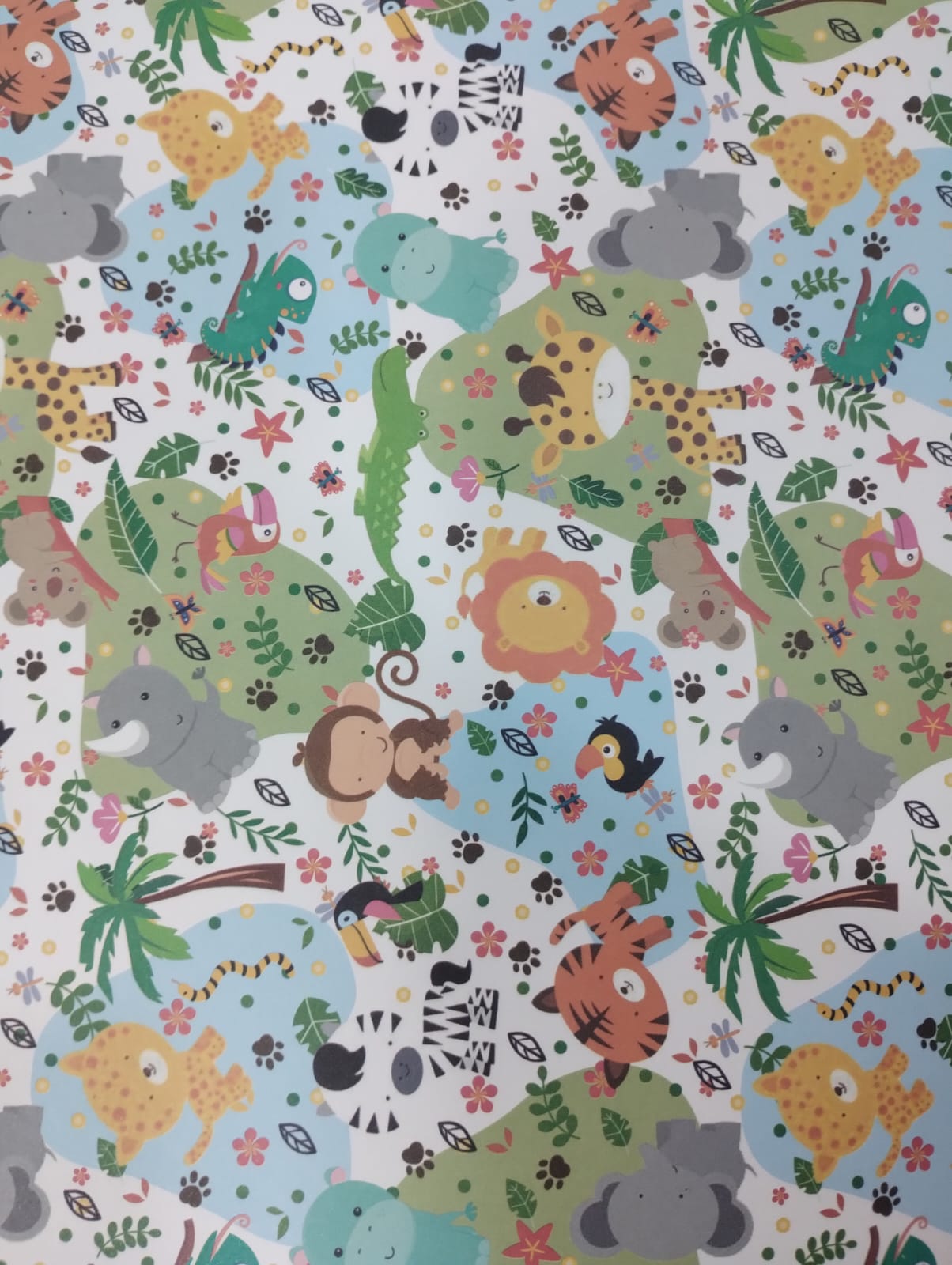 Papel de regalo obra animalitos de la jungla