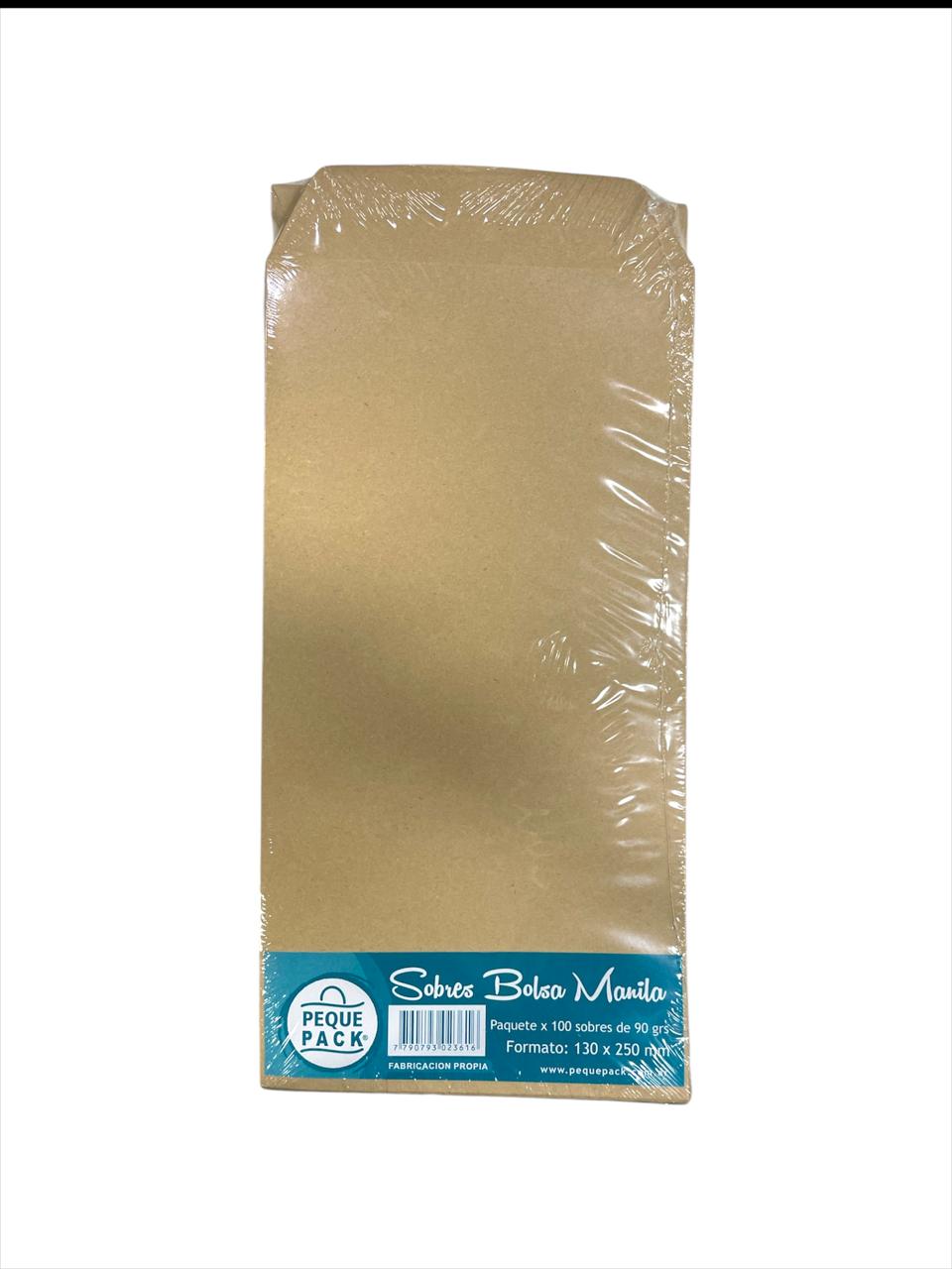 Sobre bolsa manila 130 x 250mm  90g.