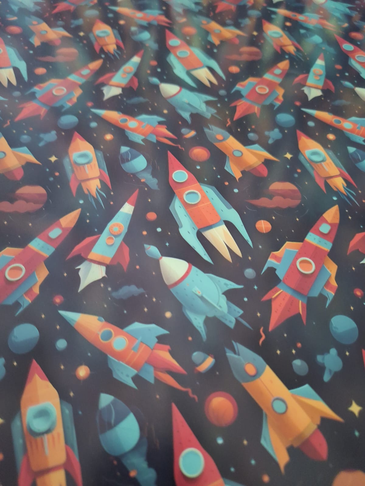 Papel pequepack de regalo ilustracion naves espaciales