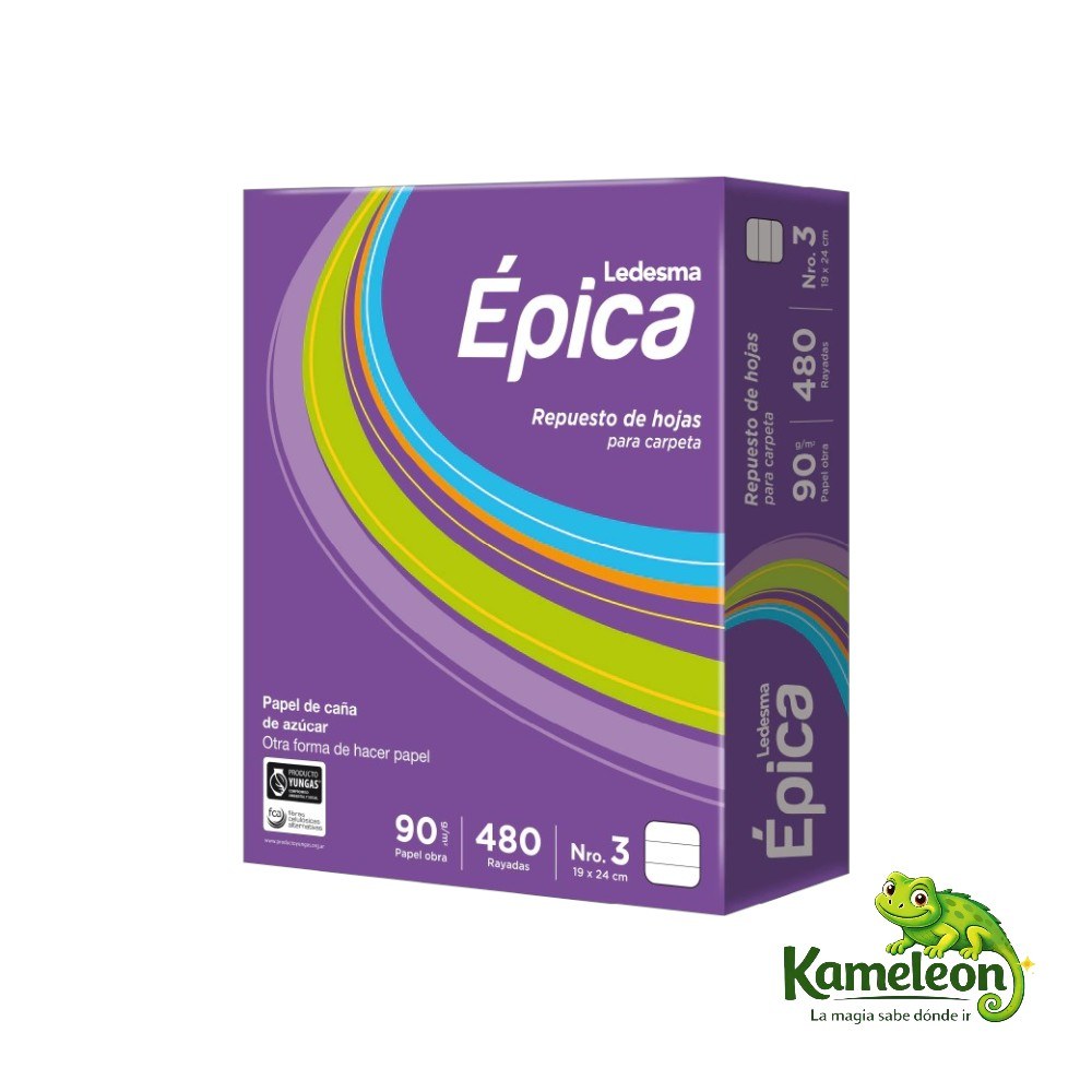 Repuesto epica de hojas rayadas 480 hojas