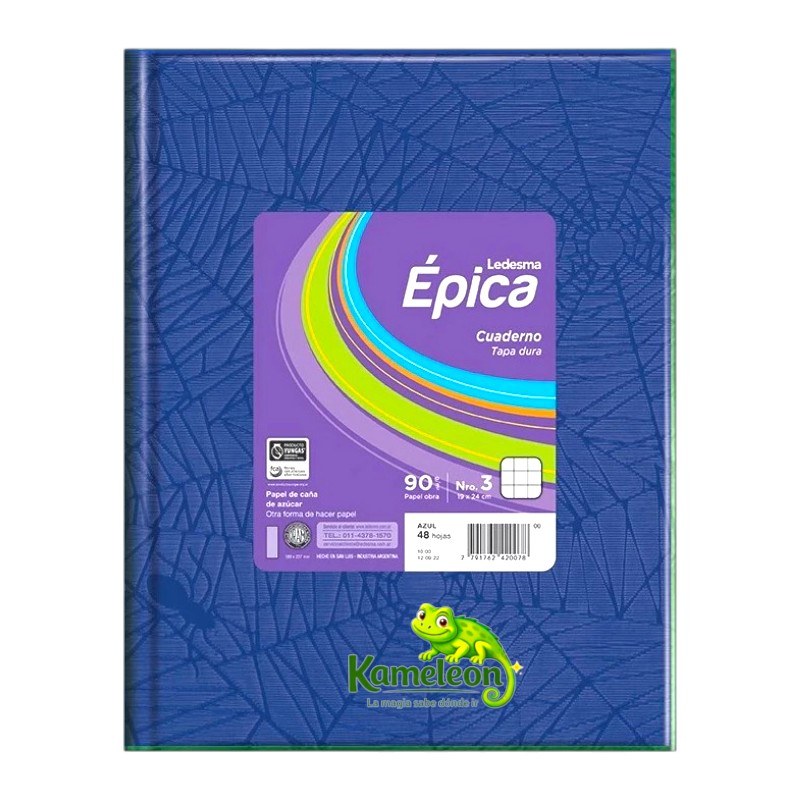 CUADERNO EPICA EP3 AZUL CUADRO 48HJ