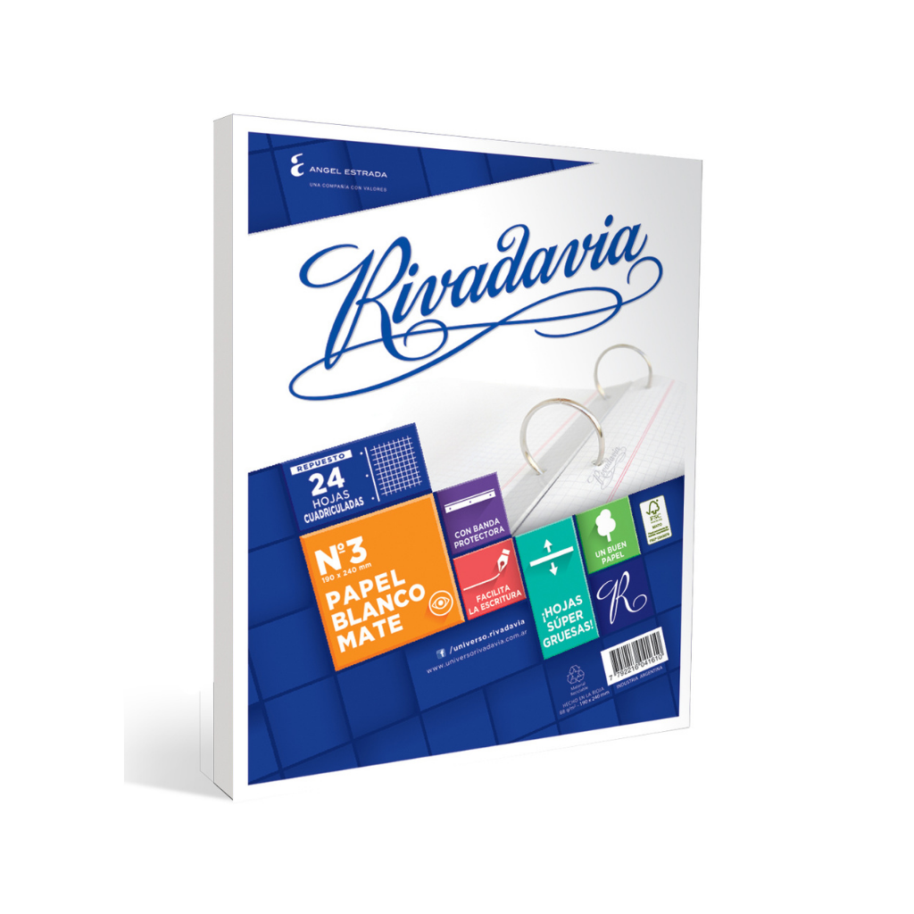 Hojas rivadavia x24 cuadriculadas