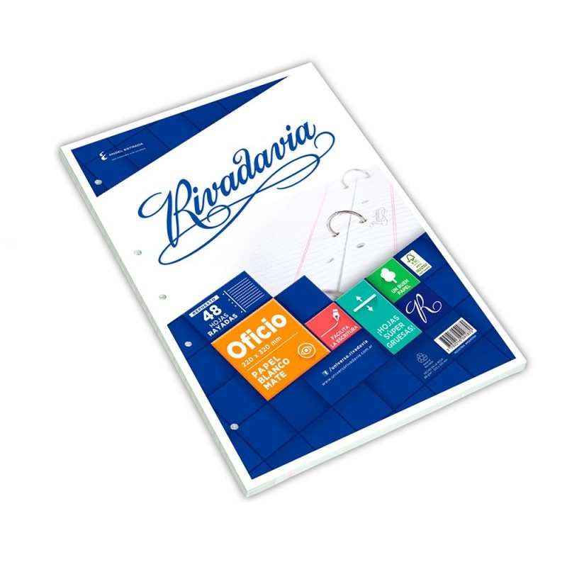 Hojas oficio rivadavia 48u rayadas