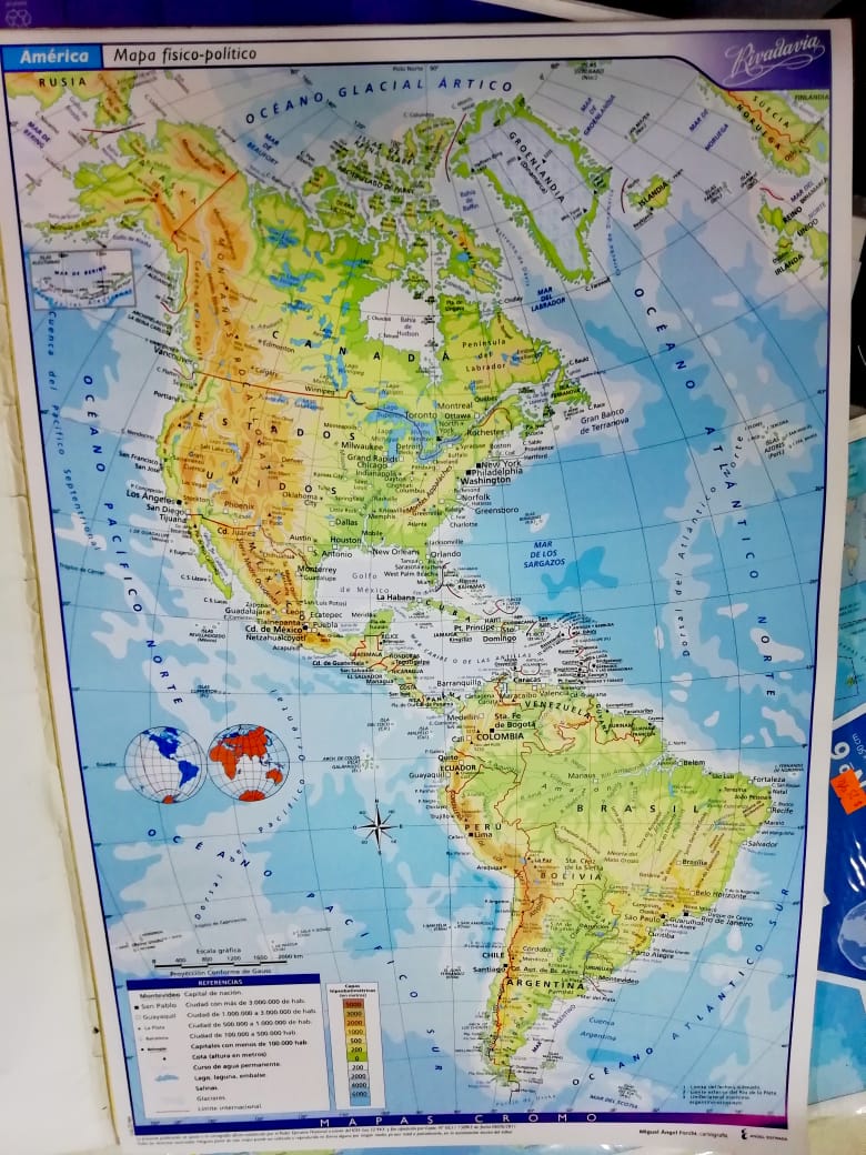 Mapa nro 6 continente americano fisico politico