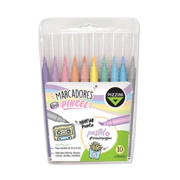 Marcador pizzini pincel pastel x 10 colores