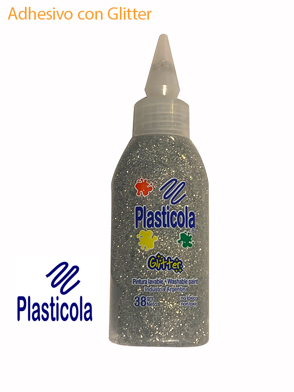 Plasticola glitter plateado