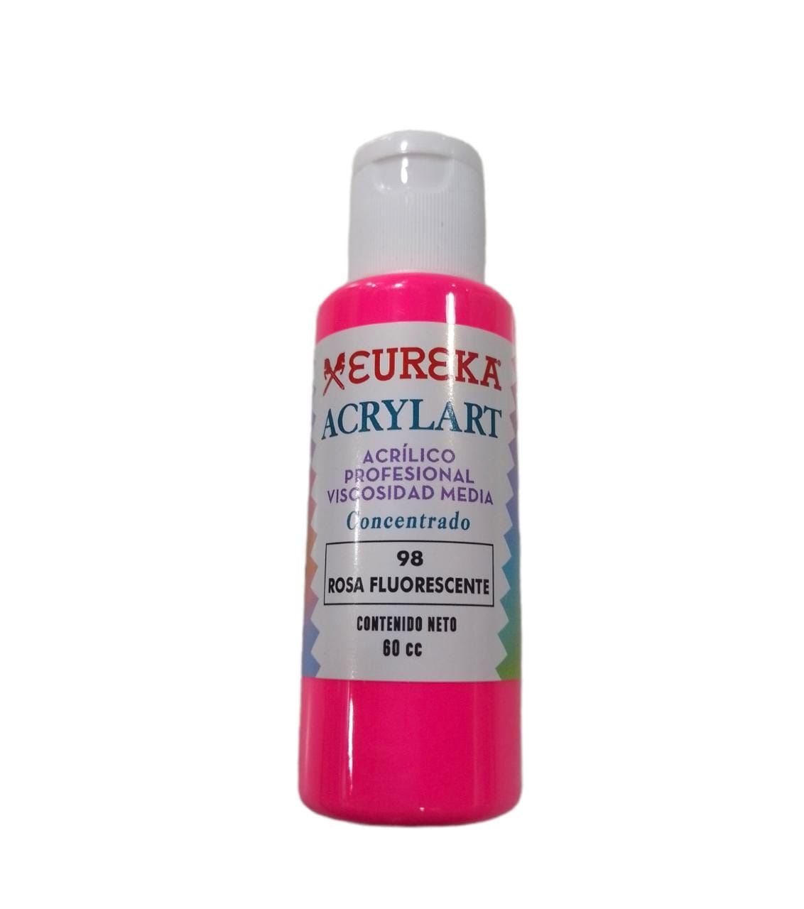 Acrylart x 60 cc. c/tapa flip top rosa fluorescentes n.98