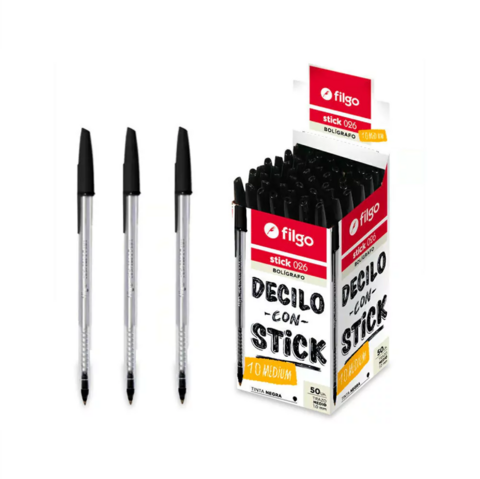 Lapicera filgo negro stick 026 