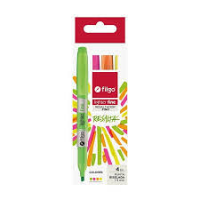 Resaltador filgo lighter fine galaxy x 4 un. punta biselada 1-3mm. fluo