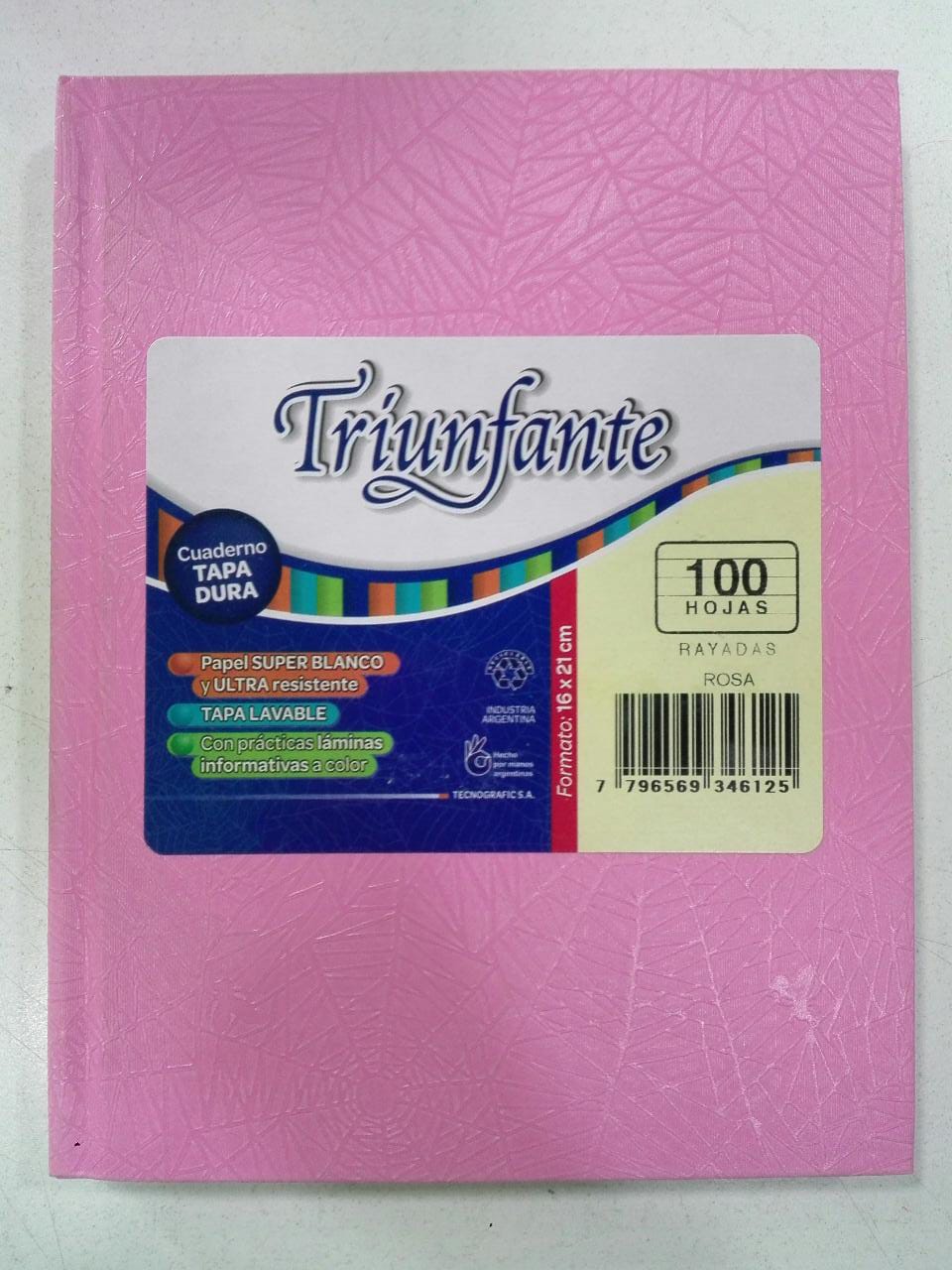 Cuaderno rosa 100 hojas rayadas 16*21 cm