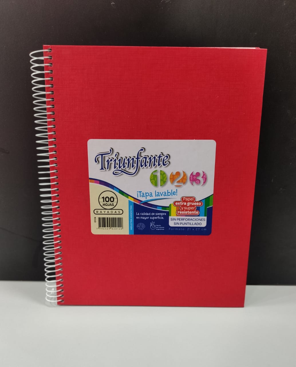 Cuaderno triunfante nro 7 espiralado rayado rojo 100hs