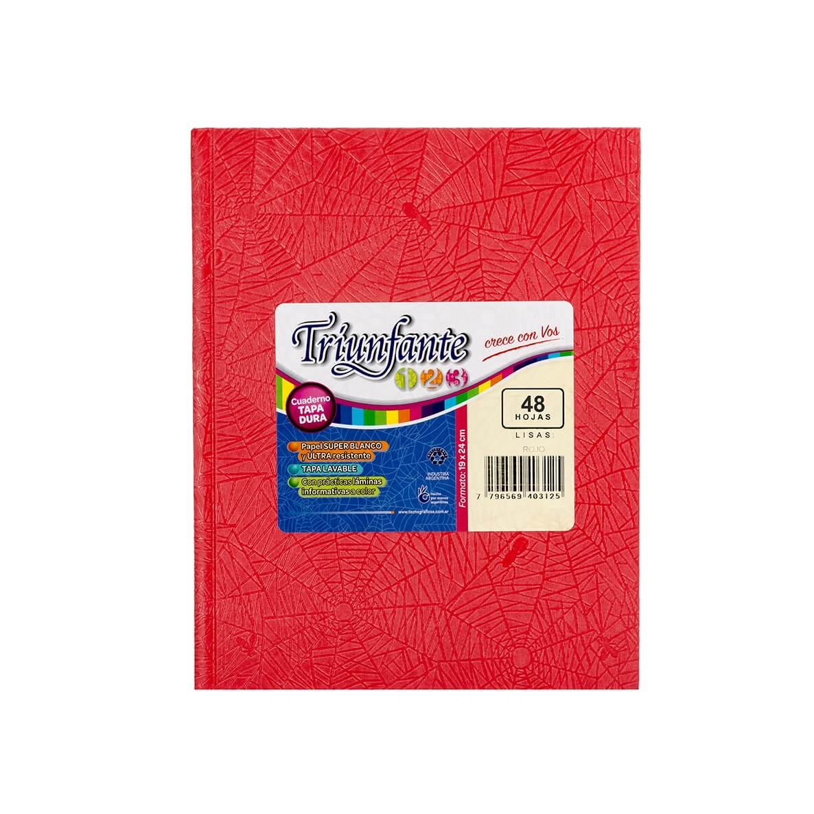 Cuaderno triunfante nro 3 liso rojo