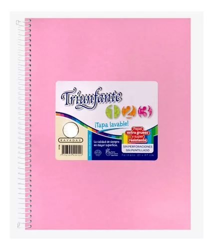 Cuaderno triunfante nro 7 espiralado cuadriculado rosa 