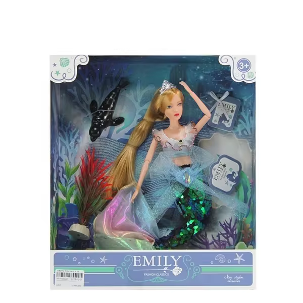 MuÑeca sirena con delfin y accesorios