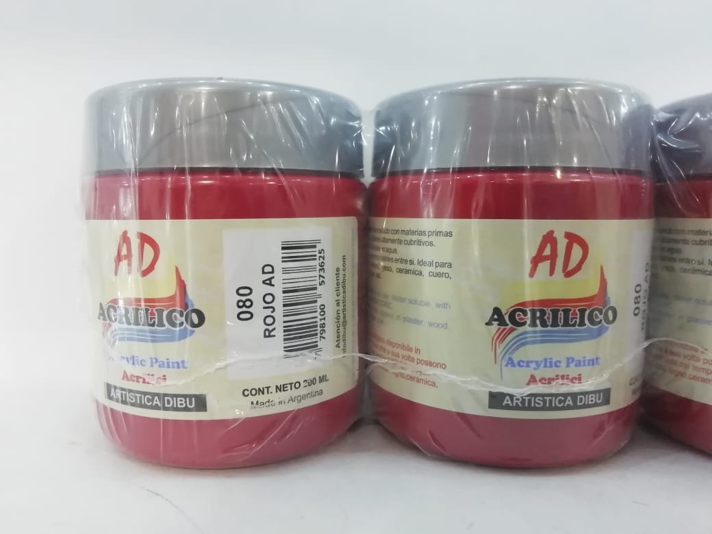 Acrilicos ad 080- rojo ad x 200 ml.