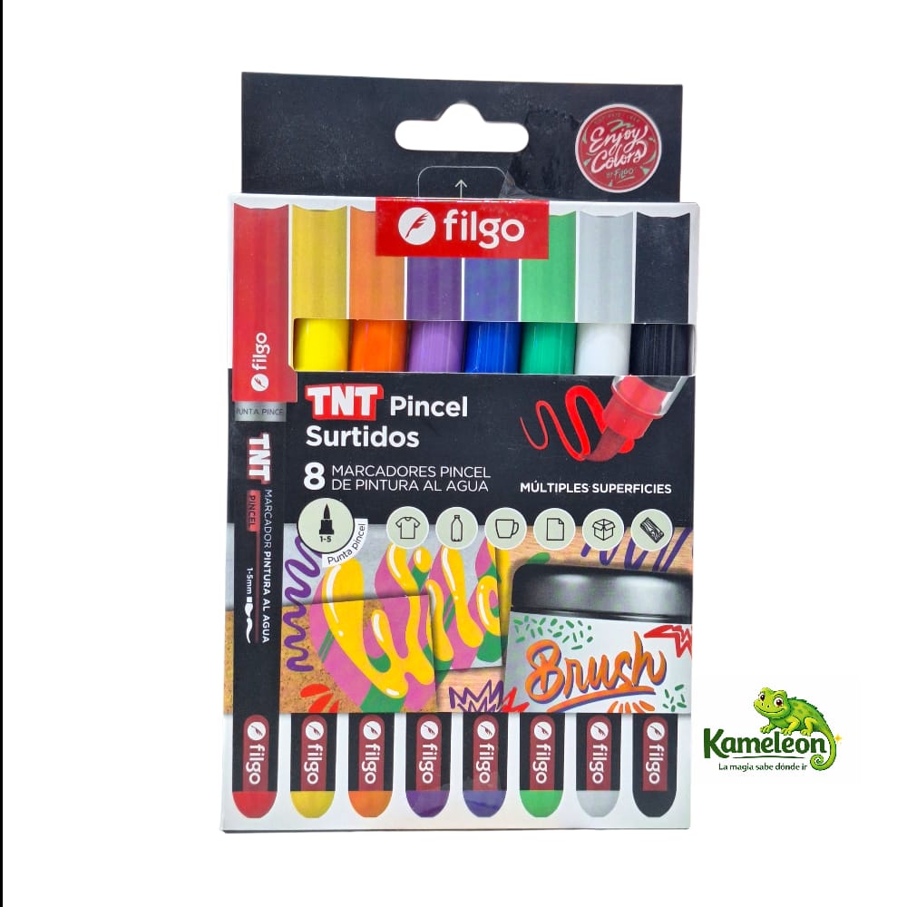 Marcador filgo paint tnt pincel surtido x 8