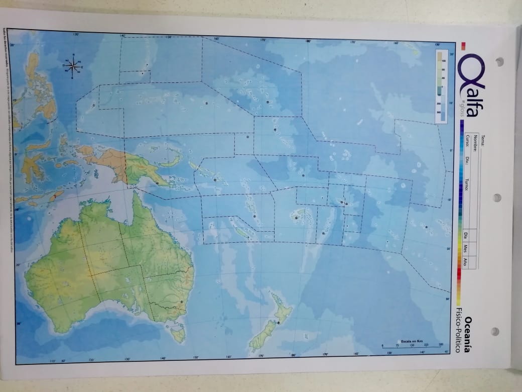 Mapa de oceania nro 5   fisico -politico 