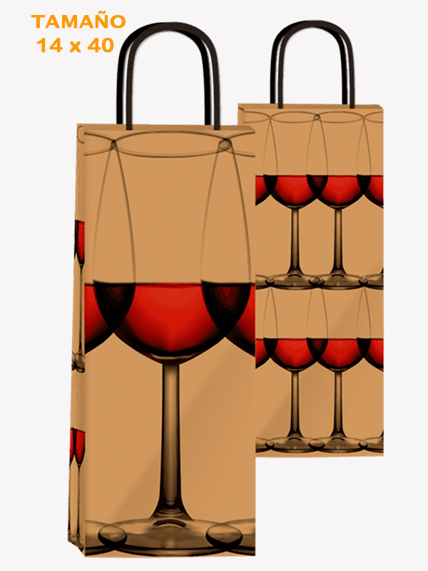 Bolsa botella de vino con copas 