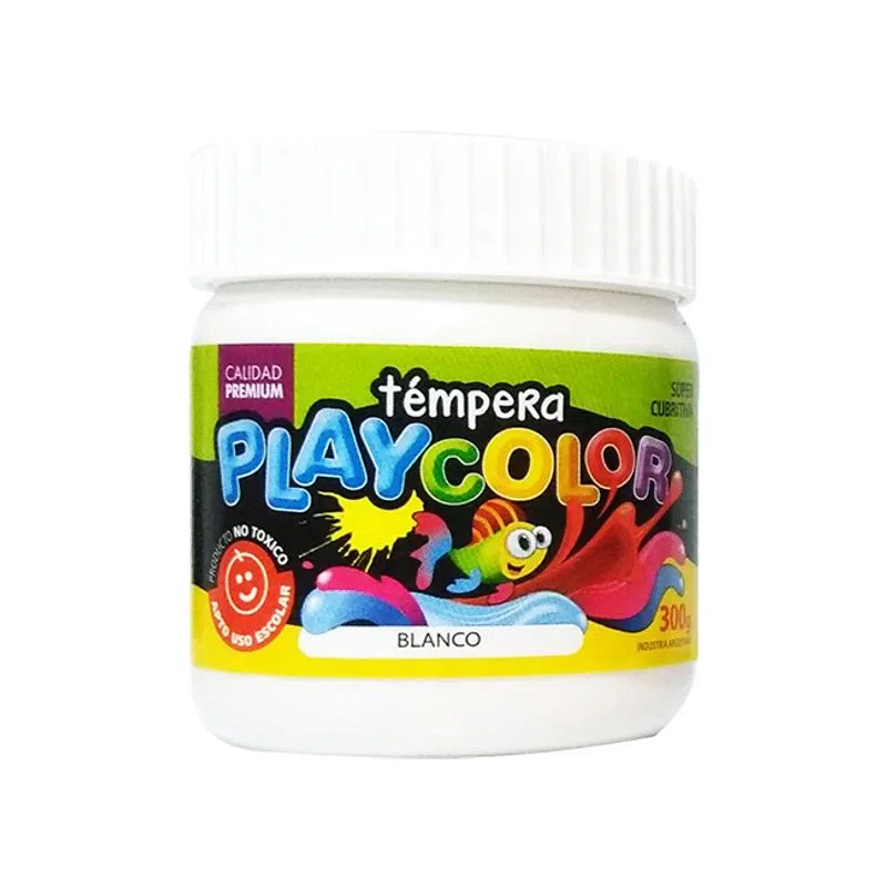 Tempera playcolor en pote blanco 300g.