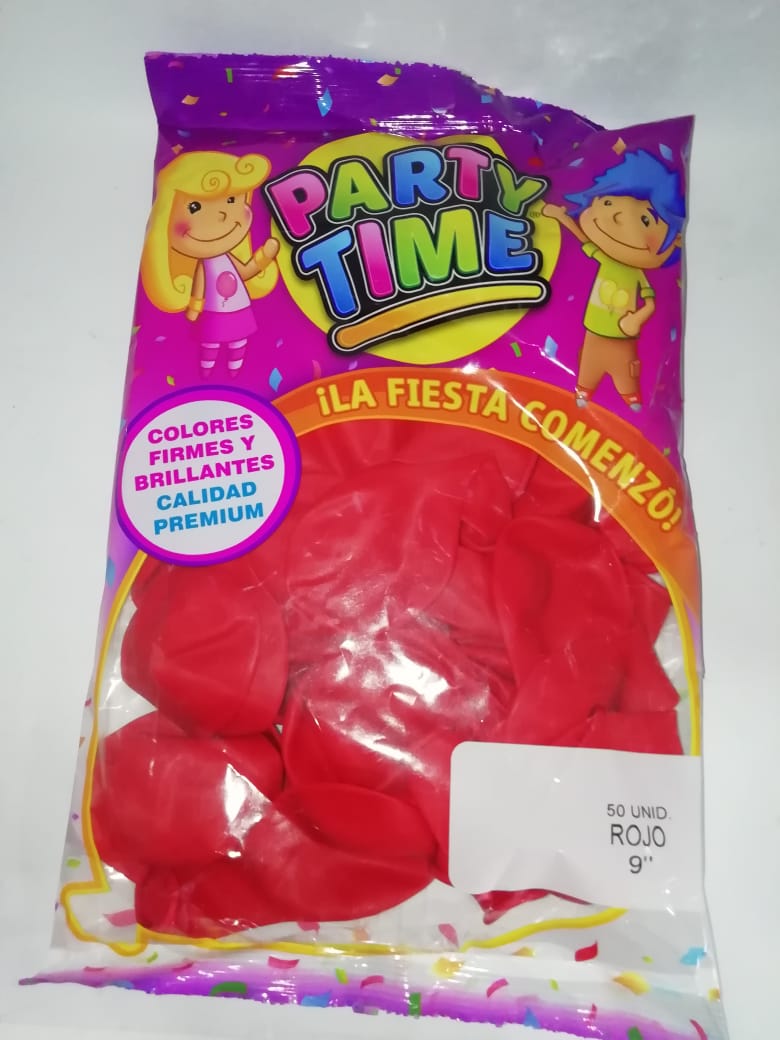 Globo party time liso rojo