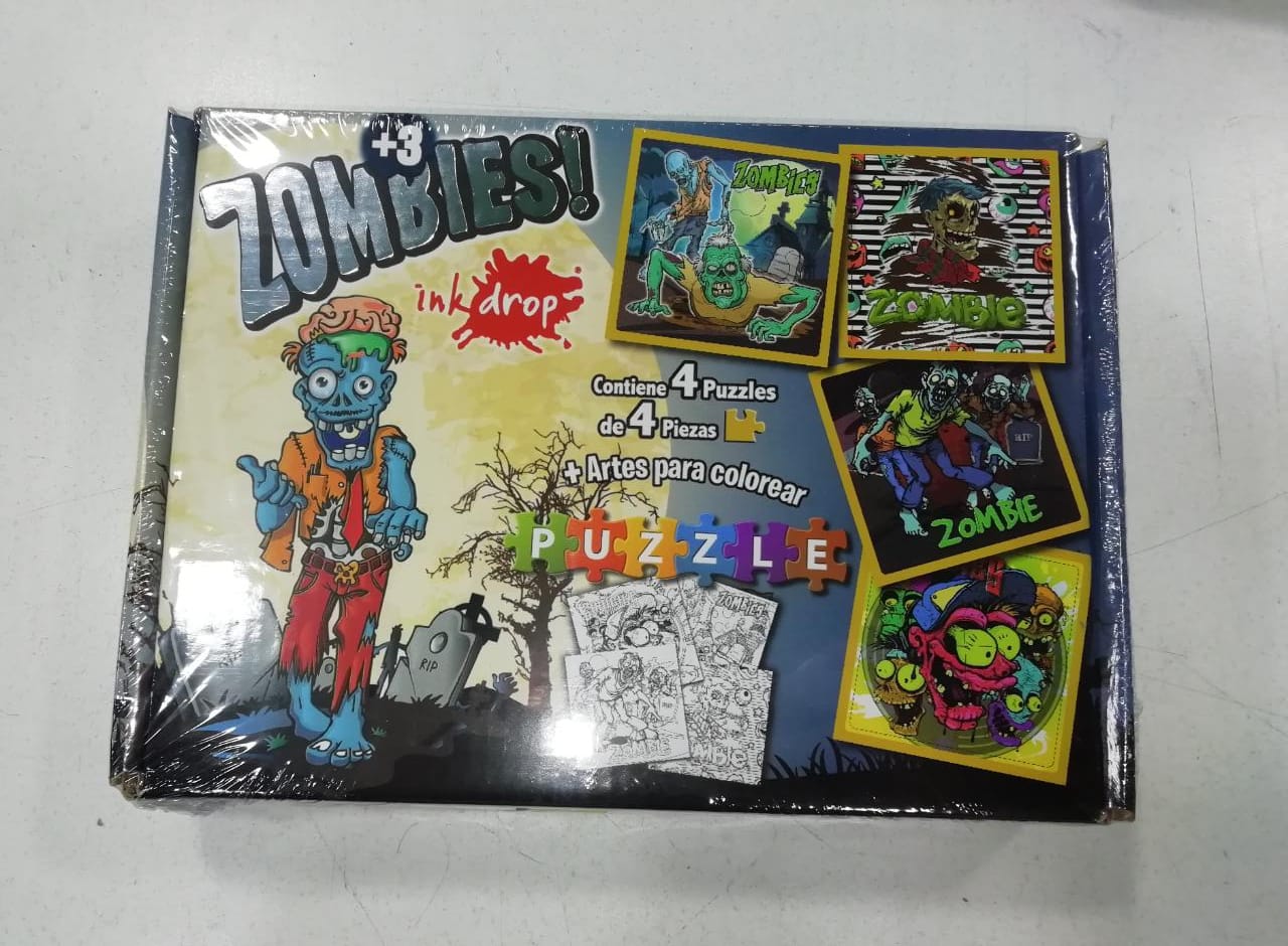 Puzzle 4 de 4 piezas + arte colorea zombies