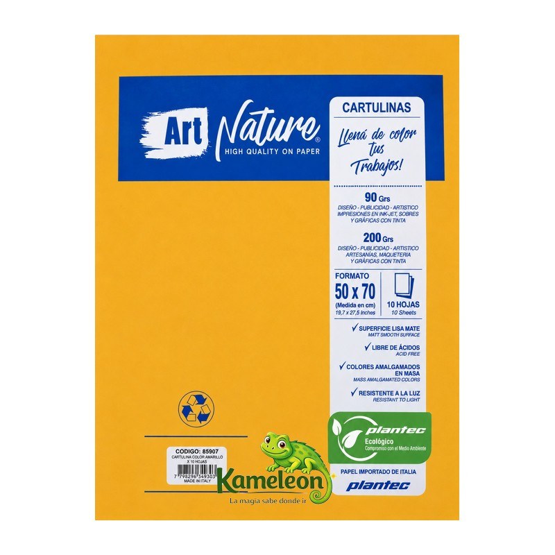 Cartulina plantec 50cm x 70xm "art nature" 200gr oro