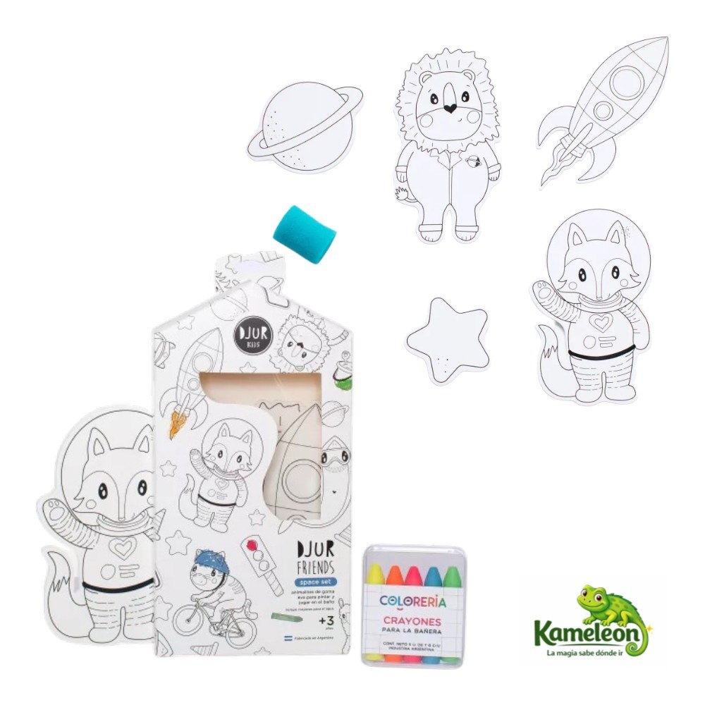 JUEGO "DJUR" ANIMALITOS DE GOMA EVA PARA PINTAR SPACE SET