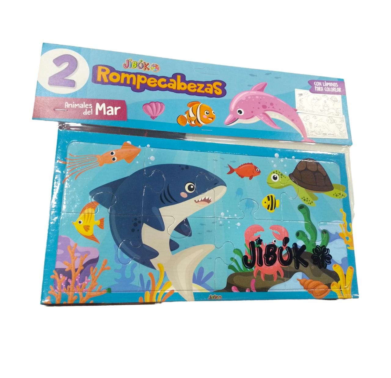 2 puzzle jibuk de animales de mar x 8 pzas cada uno 