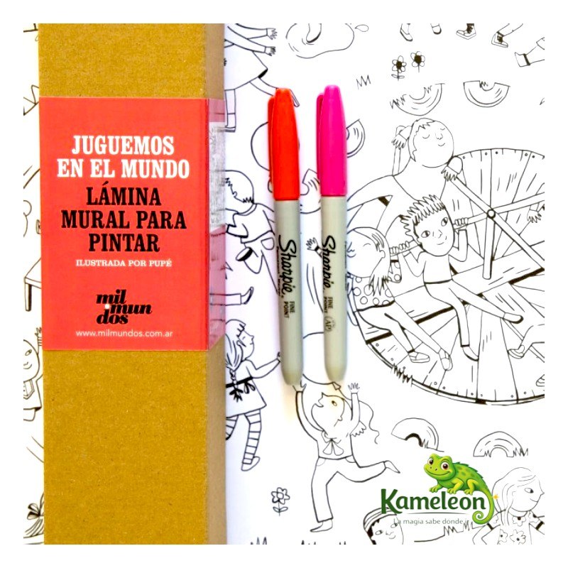 LAMINA MIL MUNDOS JUGUEMOS EN EL MUNDO ILUSTRADA POR PUPÉ