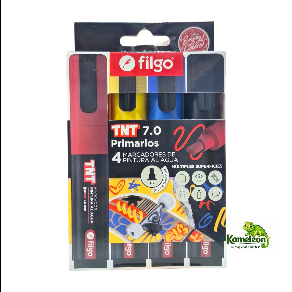 Marcador filgo paint tnt 7,0 x 4 colores primarios