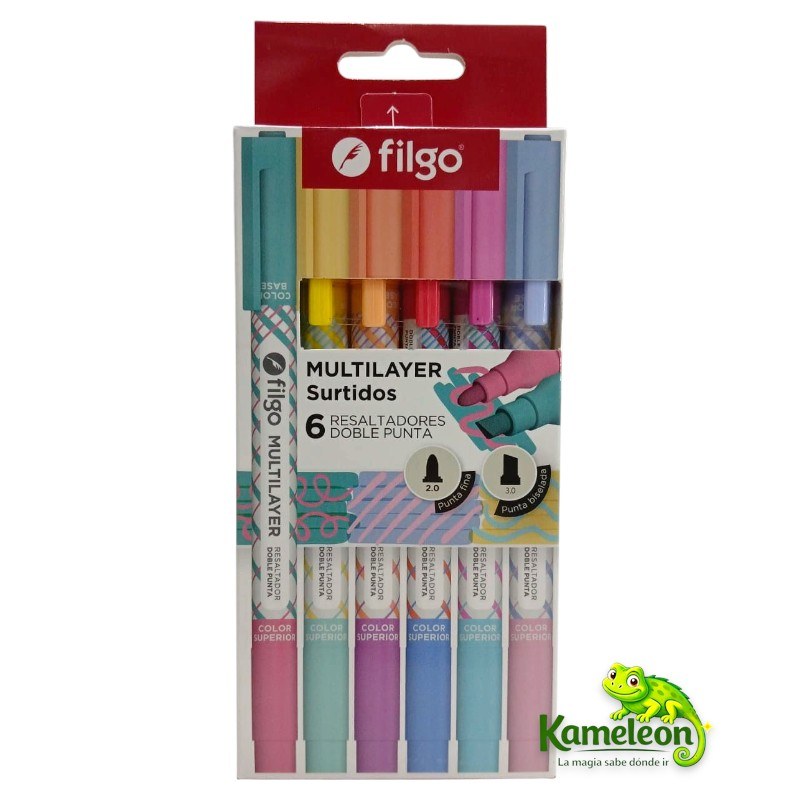 RESALTADOR FILGO DOBLE PUNTA MULTILAYER X 6