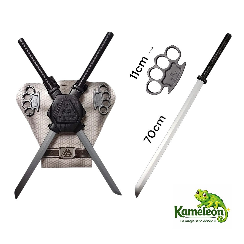 SET KATANAS DOBLE CON MANOPLAS