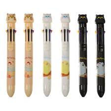 Lapicera boligrafo de 8 colores puffy cats