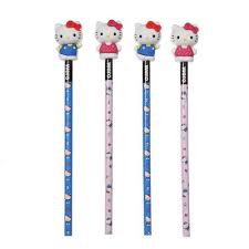 Lapiz negro hello kitty con goma 3d