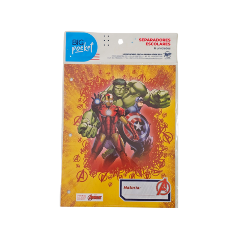 Separadores big pocket numero 3 avengers