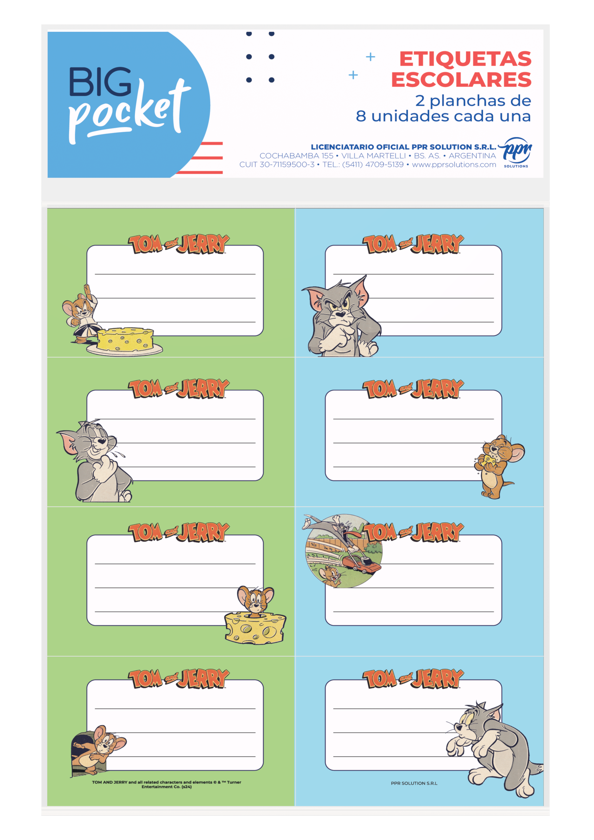 Etiquetas big pocket tom & jerry 