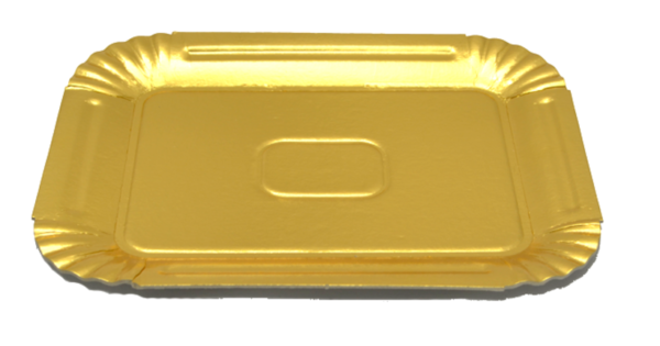 Bandeja carton rectangular dorada nro 1 ( 14.5x18.7cm)