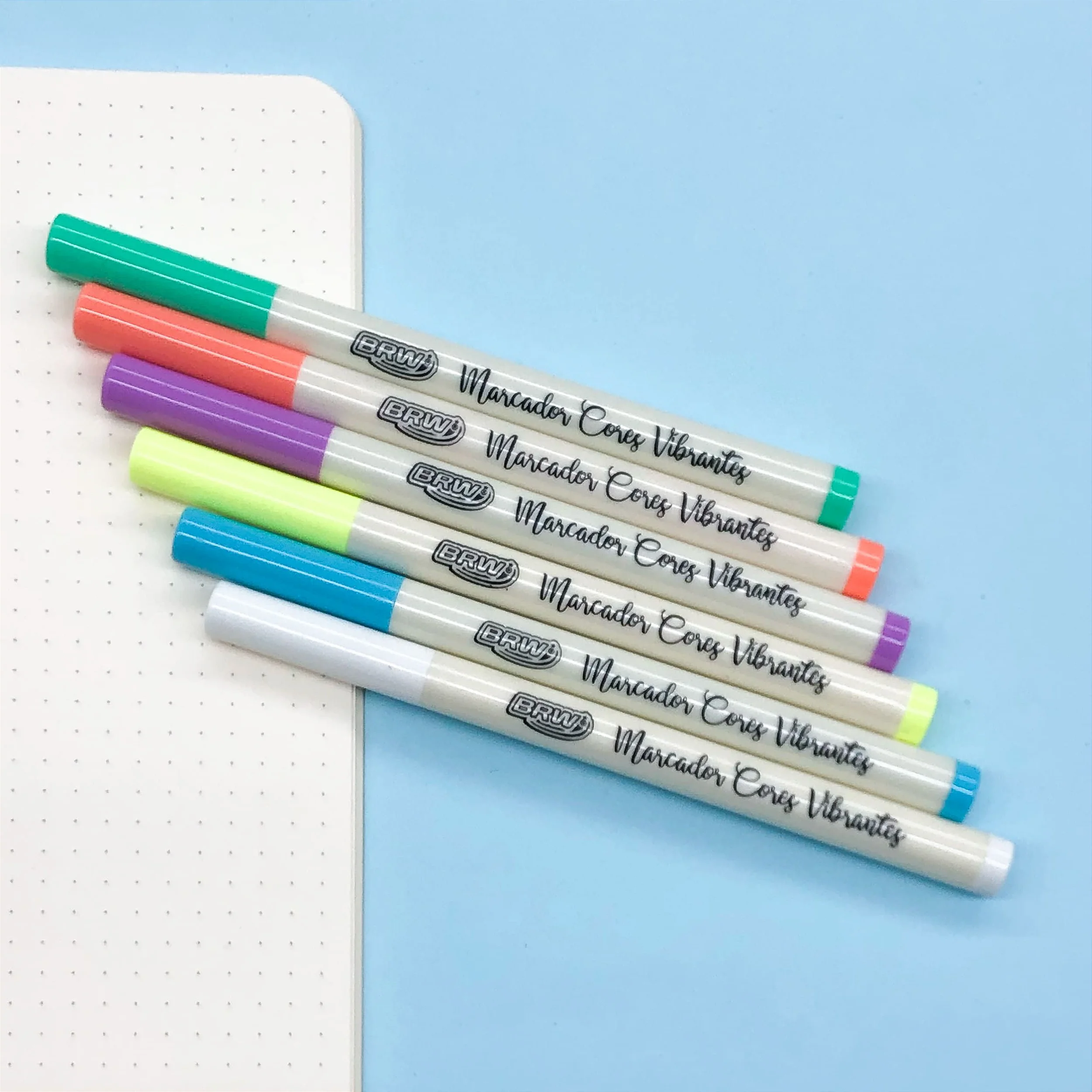 Marcadores brw punta fina colores vibrantes blister x6