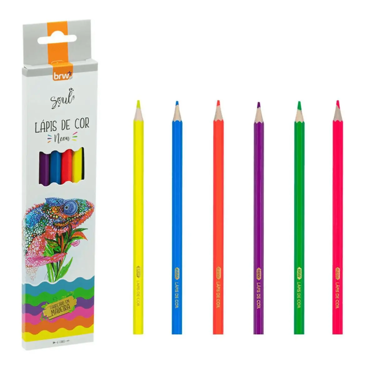 Lapices brw x6 colores neon
