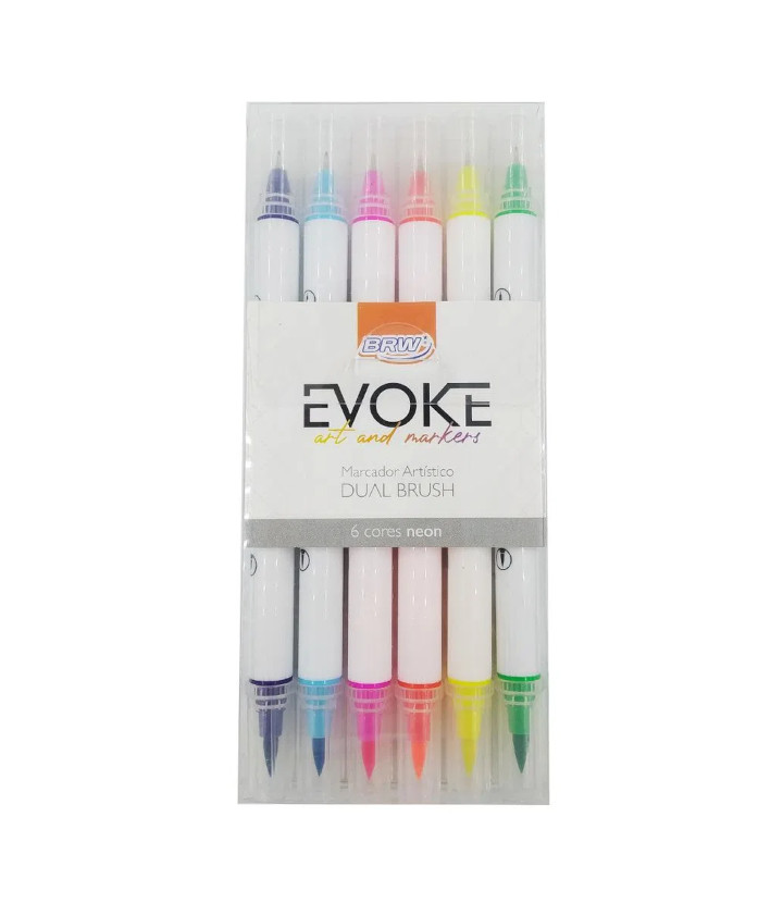 Marcadores brw doble punta x 6 fluo