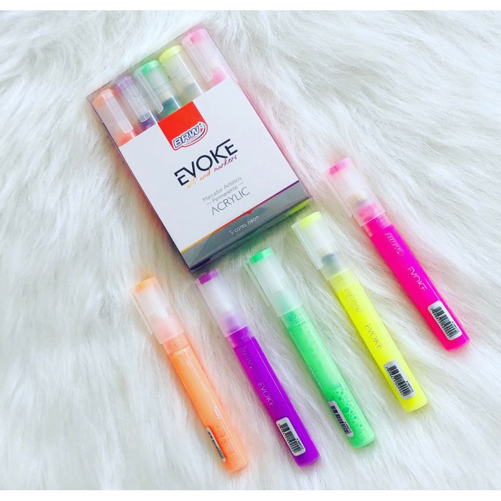 Marcador evoke acrylic tinta acrilica permanente blister x 5 colores 