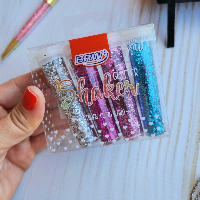 Glitter brw gibre shaker hexagonal cuatro tubos de 7g